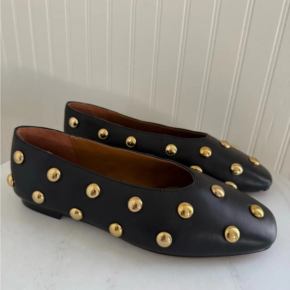 Madewell The Mylie Ballet Flat in Stud Embellished Leather NIB - Picture 3 of 10